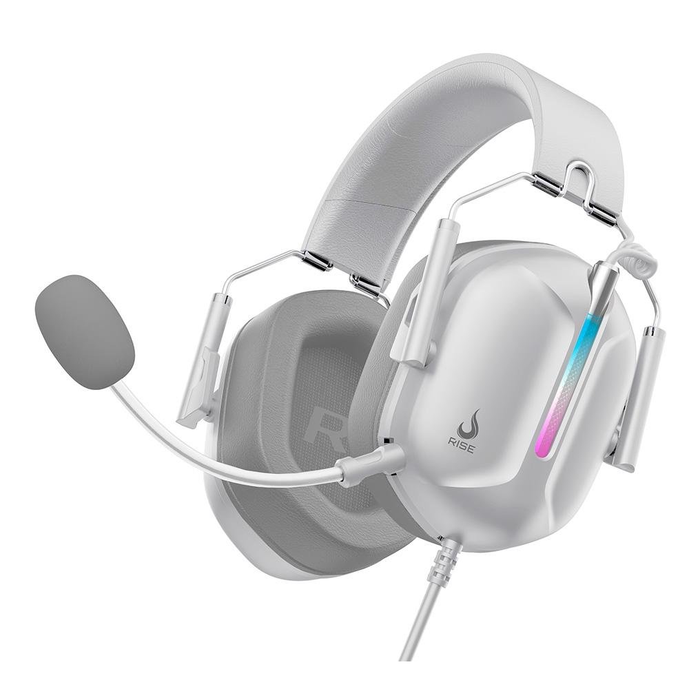 Headset Gamer Rise Mode G1 Special Edition White, Driver 50mm, Led Rainbow, USB e P3 3.5mm, Branco - RM-HS-G1SE-W Headset Gamer Rise Mode G1 Special Edition White, Driver 50mm, Led Rainbow, USB e P3 3.5mm, Branco - RM-HS-G1SE-W