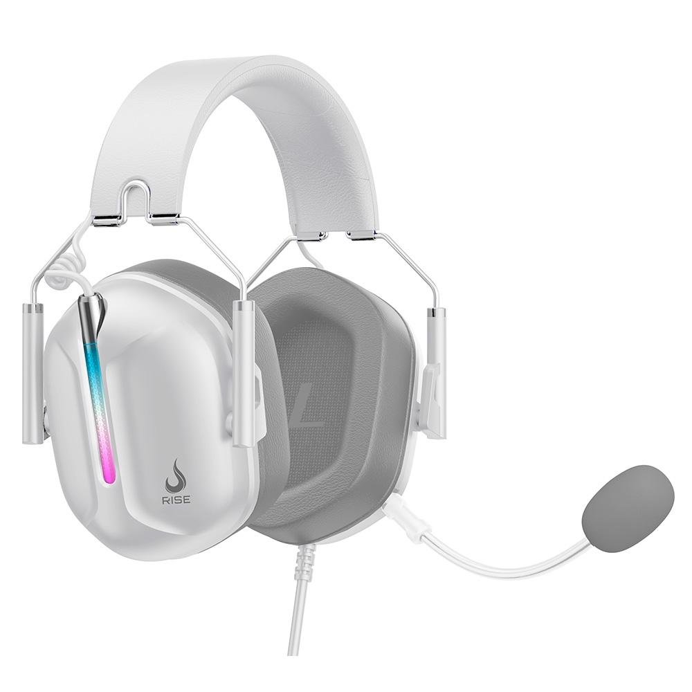 Headset Gamer Rise Mode G1 Special Edition White, Driver 50mm, Led Rainbow, USB e P3 3.5mm, Branco - RM-HS-G1SE-W Headset Gamer Rise Mode G1 Special Edition White, Driver 50mm, Led Rainbow, USB e P3 3.5mm, Branco - RM-HS-G1SE-W