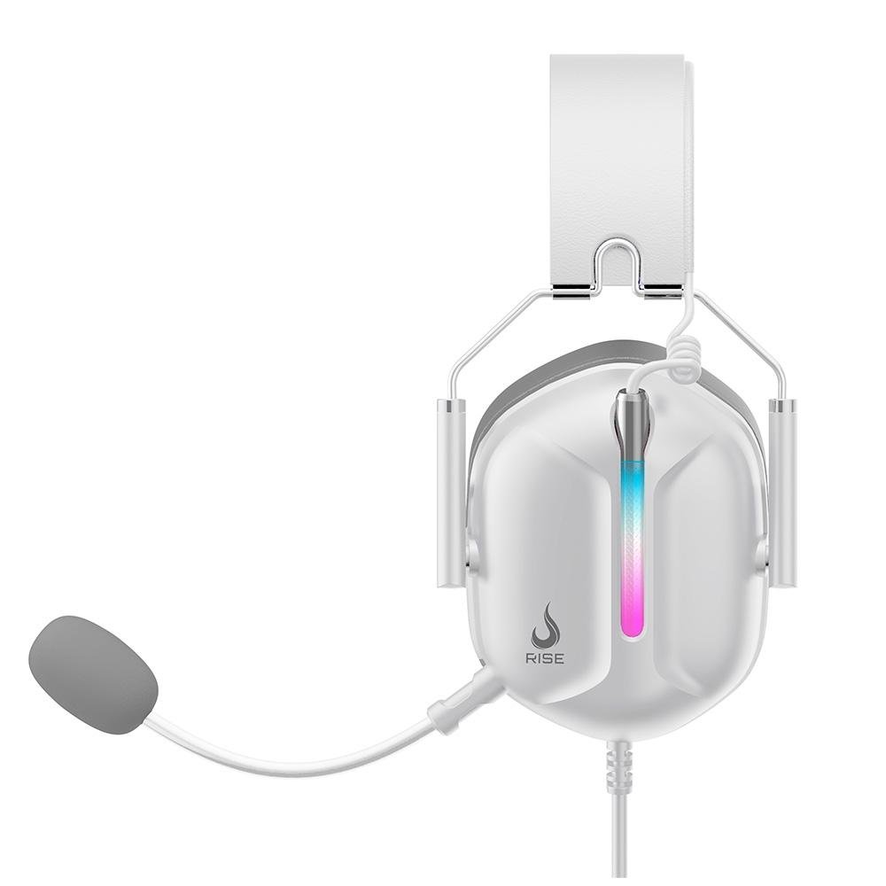 Headset Gamer Rise Mode G1 Special Edition White, Driver 50mm, Led Rainbow, USB e P3 3.5mm, Branco - RM-HS-G1SE-W Headset Gamer Rise Mode G1 Special Edition White, Driver 50mm, Led Rainbow, USB e P3 3.5mm, Branco - RM-HS-G1SE-W