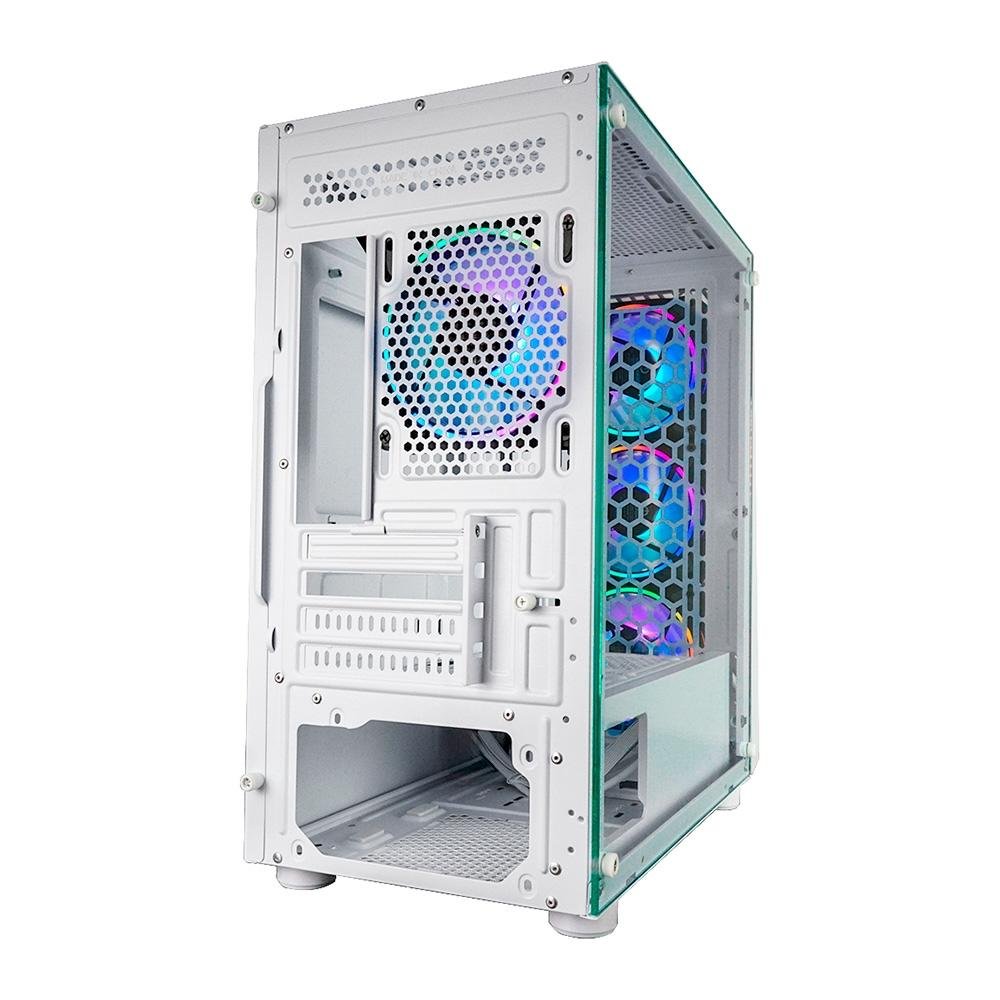 Imagem 7 de 11 do produto Gabinete Gamer ONE POWER Fractal, Mid Tower, M-ATX, Lateral em Vidro Temperado, Sem FANs, Branco - CC-201W