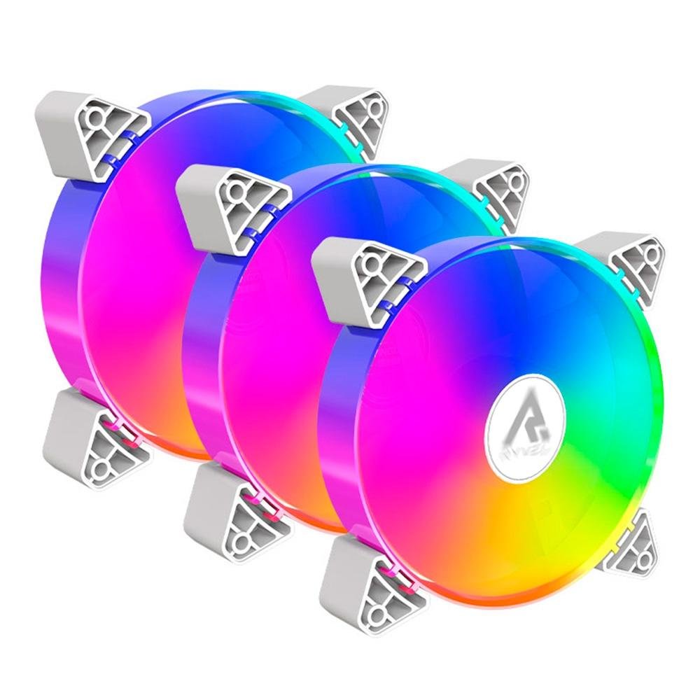 Kit Com 3 Ventoinhas Ryvel Snowy, 3x 120mm, Led ARGB, Branco - RY-FN-SW-WT - view 2