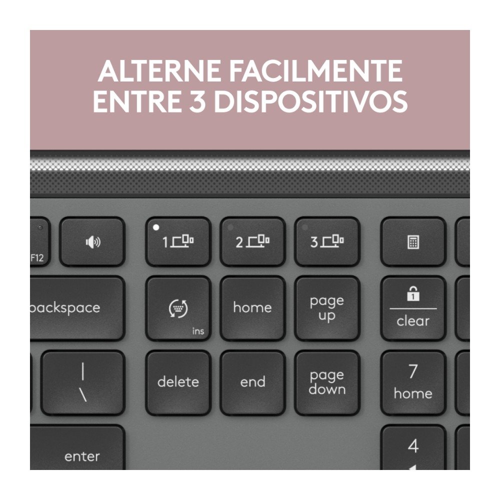 Imagem 3 de 11 do produto Teclado sem fio Logitech Signature Slim K950 Com Conexão Bluetooth ou Receptor USB Logi Bolt Incluso e Layout US INTL, Grafite - 920-012433