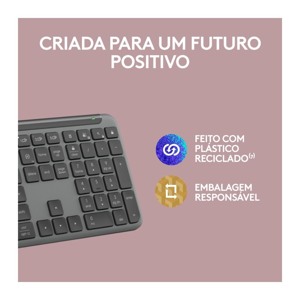 Imagem 10 de 11 do produto Teclado sem fio Logitech Signature Slim K950 Com Conexão Bluetooth ou Receptor USB Logi Bolt Incluso e Layout US INTL, Grafite - 920-012433