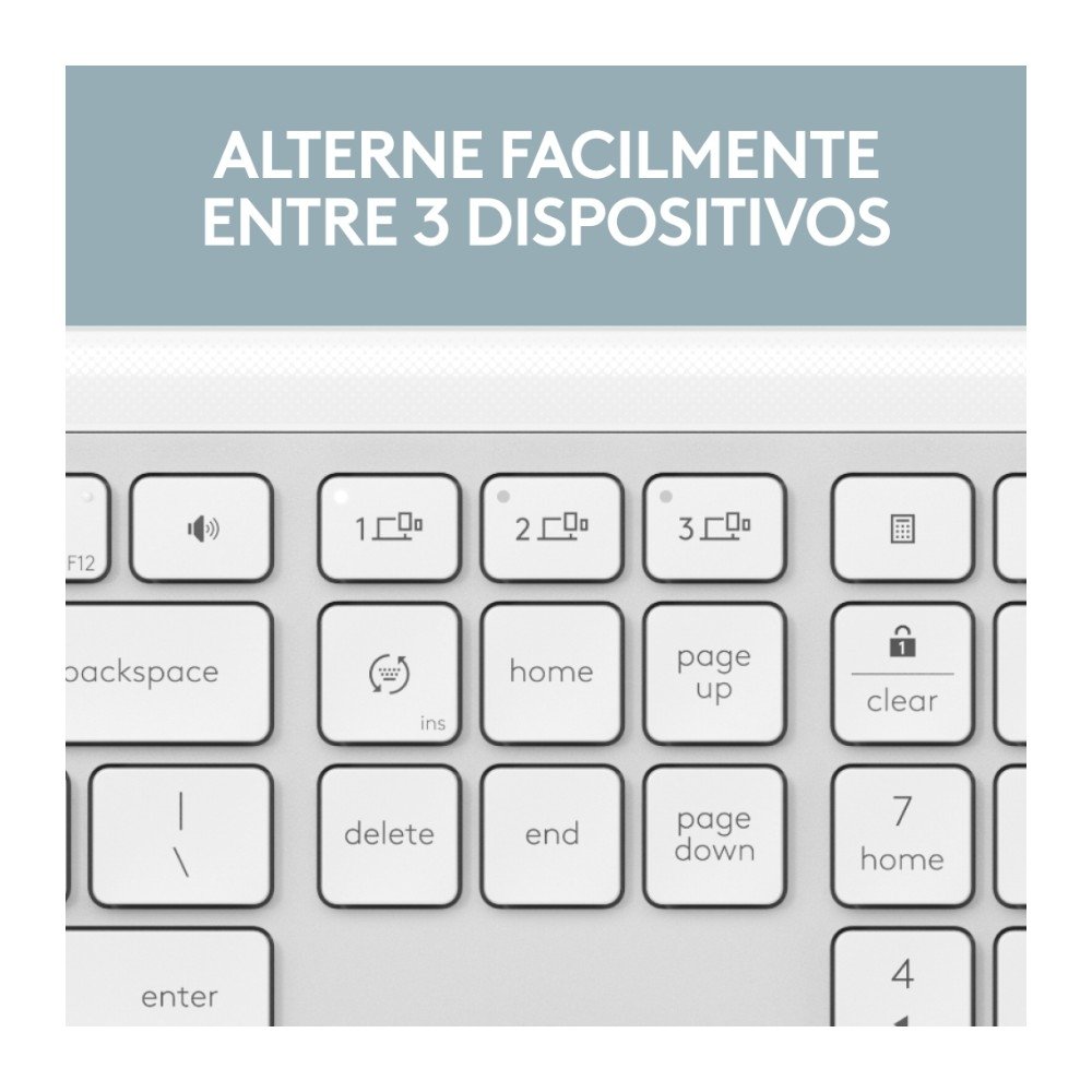 Teclado sem fio ( Balão.info) Signature Slim K950 Com Conexão Bluetooth ou Receptor USB Logi Bolt Incluso e Layout US INTL, Branco - 920-( Balão.info - view 3