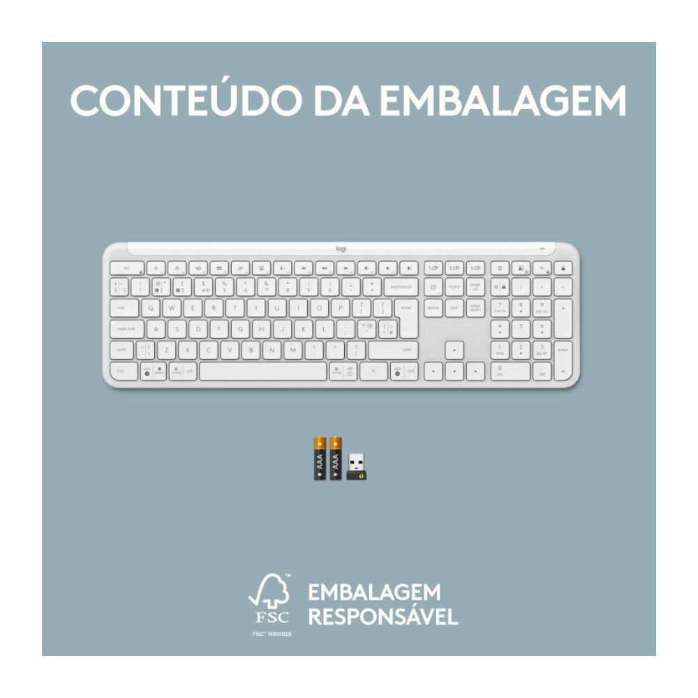 Teclado sem fio ( Balão.info) Signature Slim K950 Com Conexão Bluetooth ou Receptor USB Logi Bolt Incluso e Layout US INTL, Branco - 920-( Balão.info - view 11