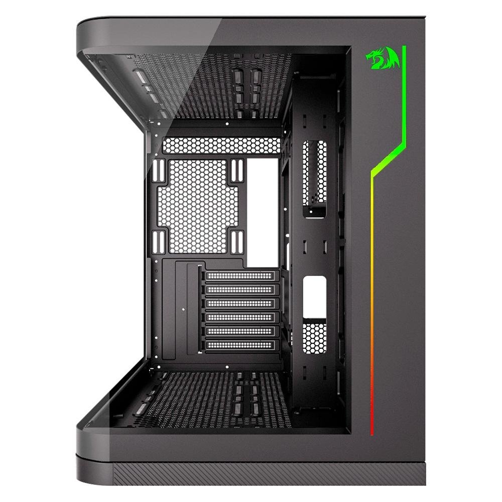 Imagem 5 de 8 do produto Gabinete Gamer Redragon Wideload Extreme, Mid Tower, ATX, Lateral e Frontal em Vidro Temperado Curvo, Preto - CA-605B