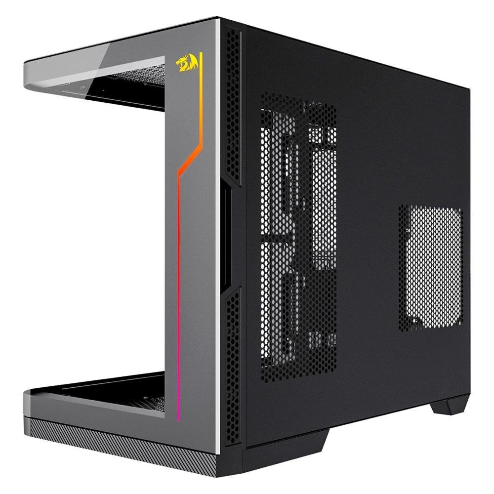 Imagem 6 de 8 do produto Gabinete Gamer Redragon Wideload Extreme, Mid Tower, ATX, Lateral e Frontal em Vidro Temperado Curvo, Preto - CA-605B