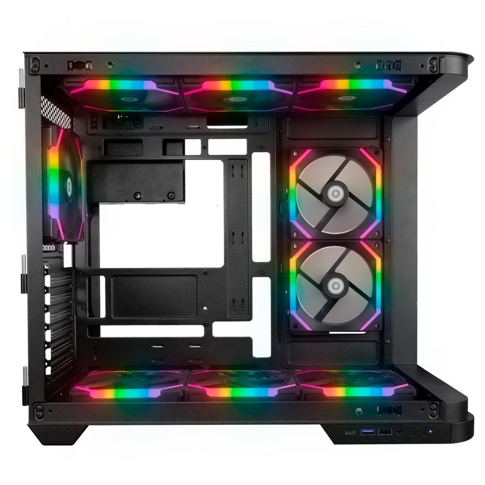Imagem 8 de 8 do produto Gabinete Gamer Redragon Wideload Extreme, Mid Tower, ATX, Lateral e Frontal em Vidro Temperado Curvo, Preto - CA-605B