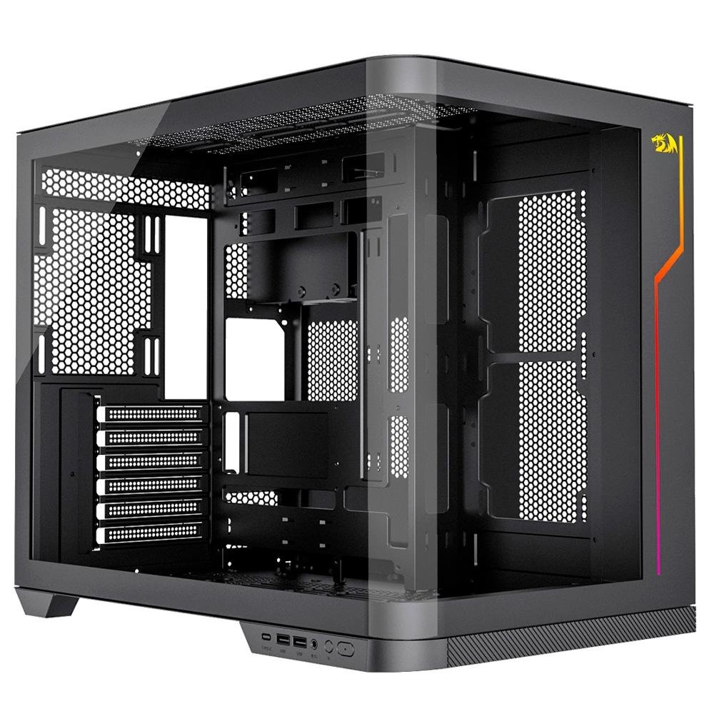 Imagem 7 de 8 do produto Gabinete Gamer Redragon Wideload Extreme, Mid Tower, ATX, Lateral e Frontal em Vidro Temperado Curvo, Preto - CA-605B