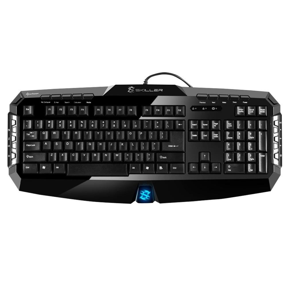 Teclado Sharkoon Gamer Multimídia Skiller Preto e Azul