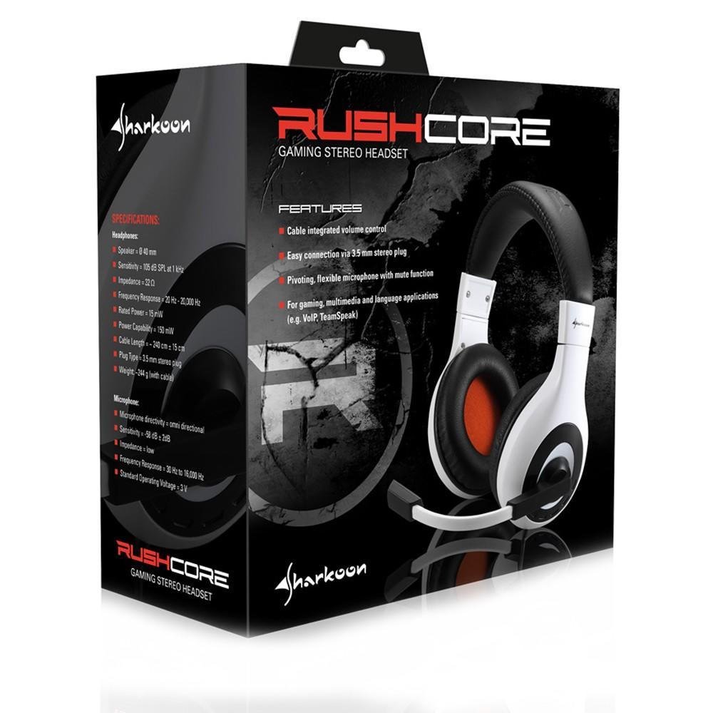 Imagem 4 de 7 do produto Headset Gamer Sharkoon RushCore Branco e Preto