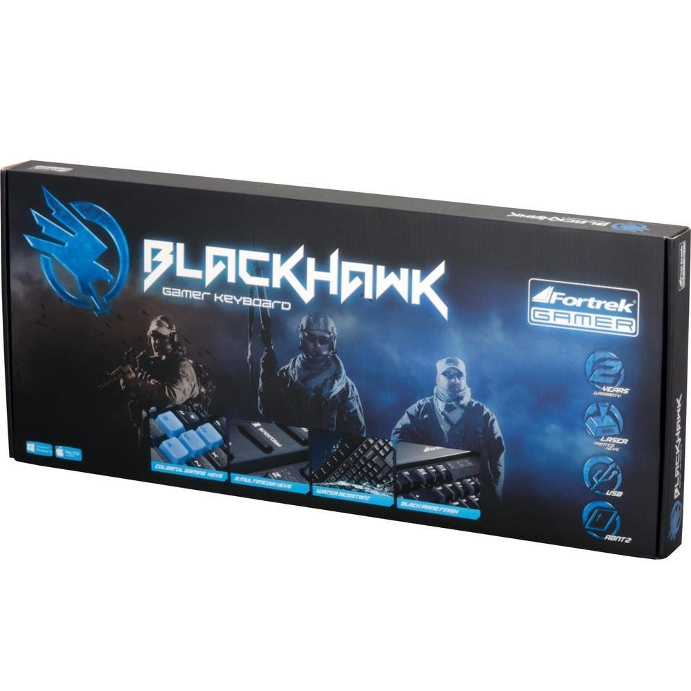 Teclado Gamer Fortrek Multimídia USB Black Hawk GK702 Preto/Azul 54633