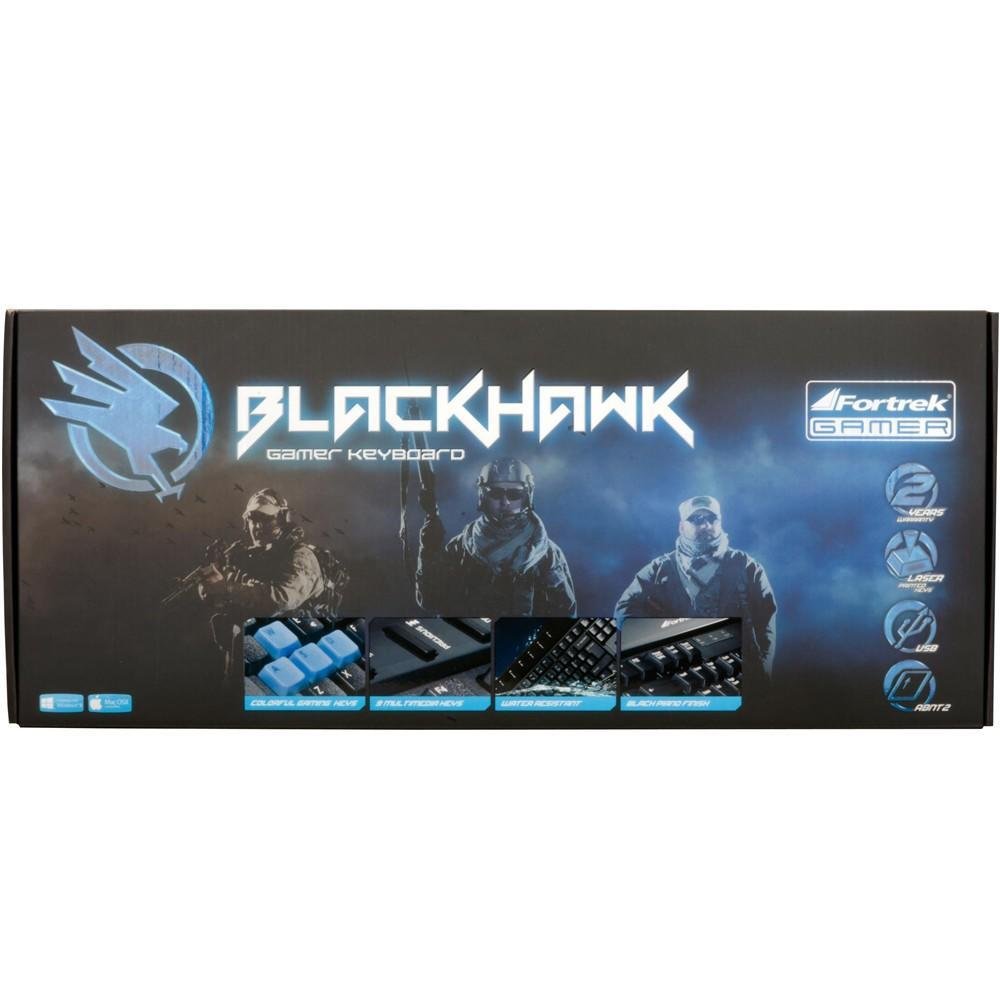 Teclado Gamer Fortrek Multimídia USB Black Hawk GK702 Preto/Azul 54633