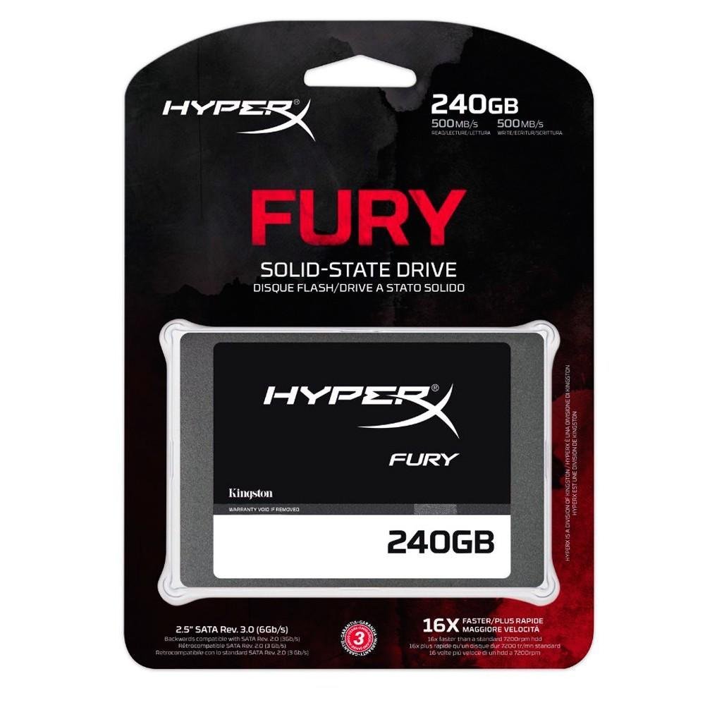 Imagem 2 de 3 do produto SSD Kingston HyperX Fury 2.5´ 240GB SATA III 6Gb/s Leituras: 500MB/s e Gravações: 500MB/s - SHFS37A/240G