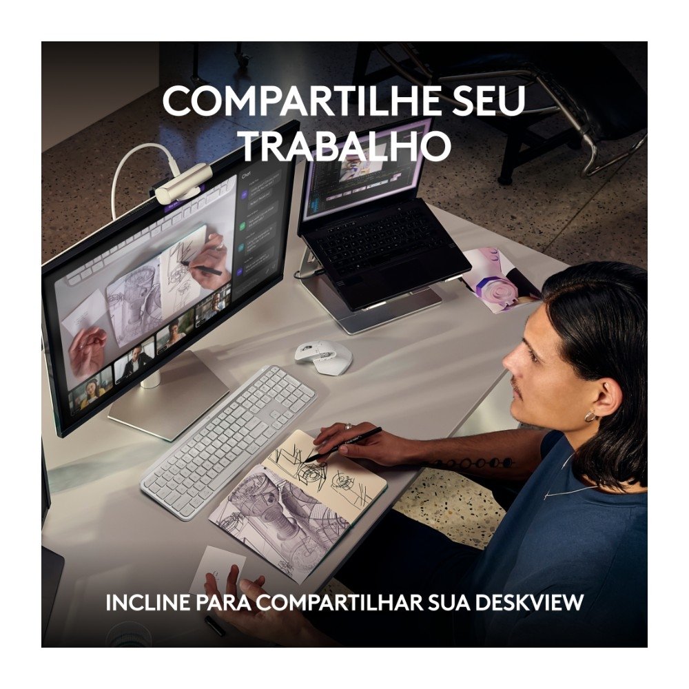 Webcam Ultra HD 4K ( Balão.info) MX Brio Com Microfones com Redução de Ruído, Protetor de Privacidade e Conexão USB-C, Grafite - 960-( Balão.info - view 8