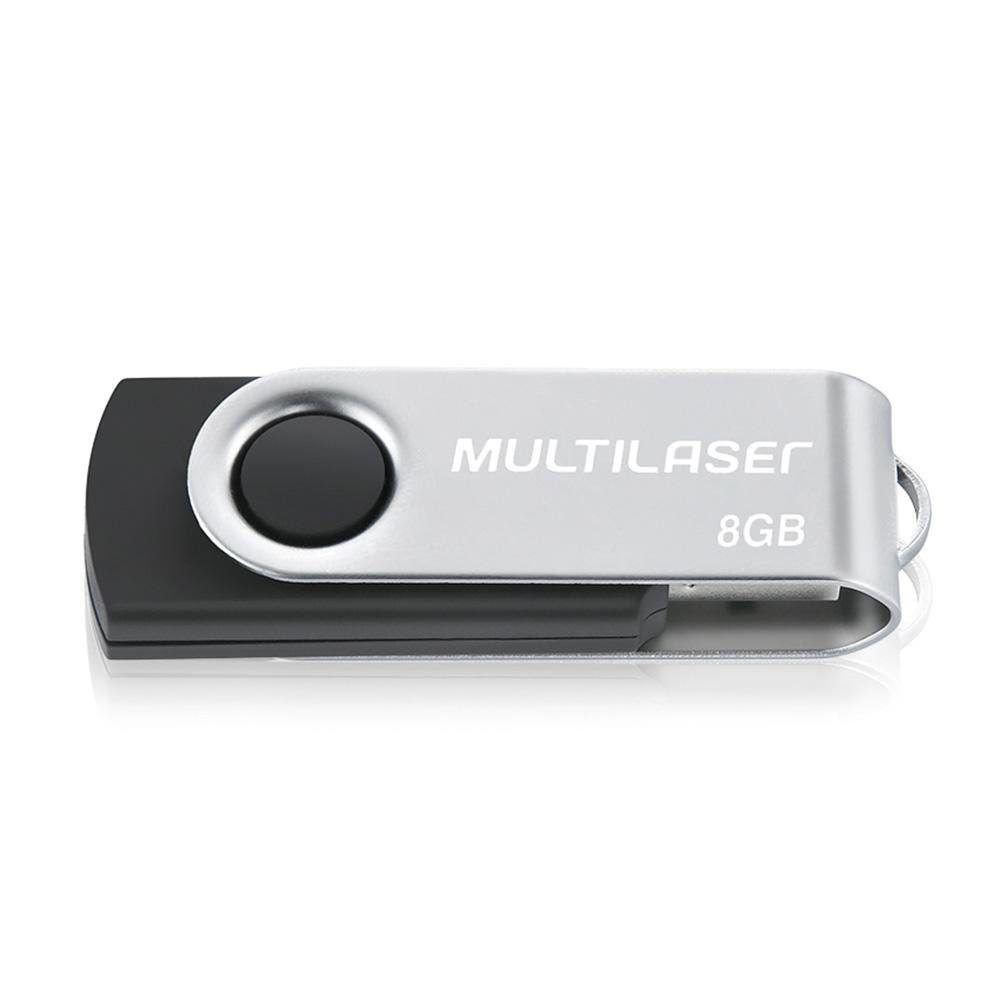 Pen Drive 8GB Multi Twist, USB 2.0, Preto e Prata - PD587 Pen Drive 8GB Multi Twist, USB 2.0, Preto e Prata - PD587