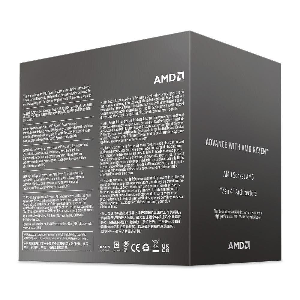 Processador AMD Ryzen 5 8400F, 4.2 GHz (4.7 GHz Max Turbo), Cache 22MB, AM5, 6 Núcleos, 12 Threads - 100-100001591BOX - view 3