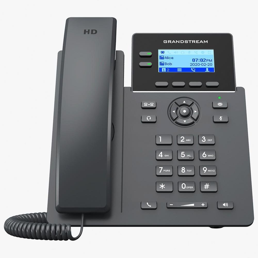 Telefone IP Grandstream 4 linhas, 2 portas de rede 10/100 e POE, Visor LCD, Preto - GRP2602P