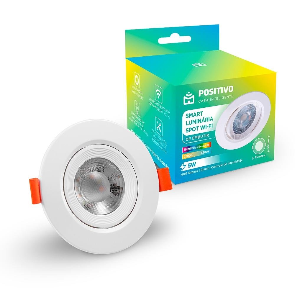 Luminária Spot de Embutir Positivo, RGB, 5W, Wi-Fi, Branco - 11183711 - view 17