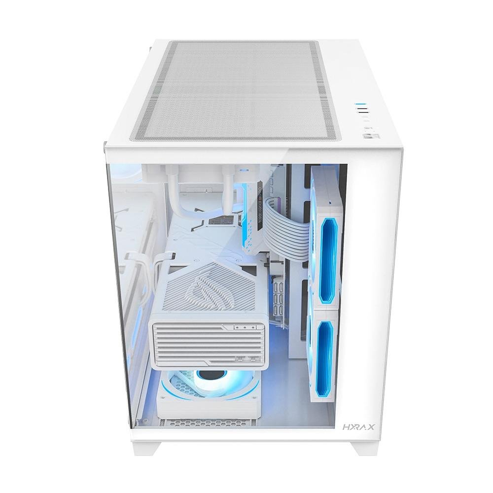 Gabinete Gamer Hyrax HGB730, Mini Tower, M-ATX, Frontal e Lateral em Vidro Temperado, Sem FANs, Branco - HGB730W - view 4