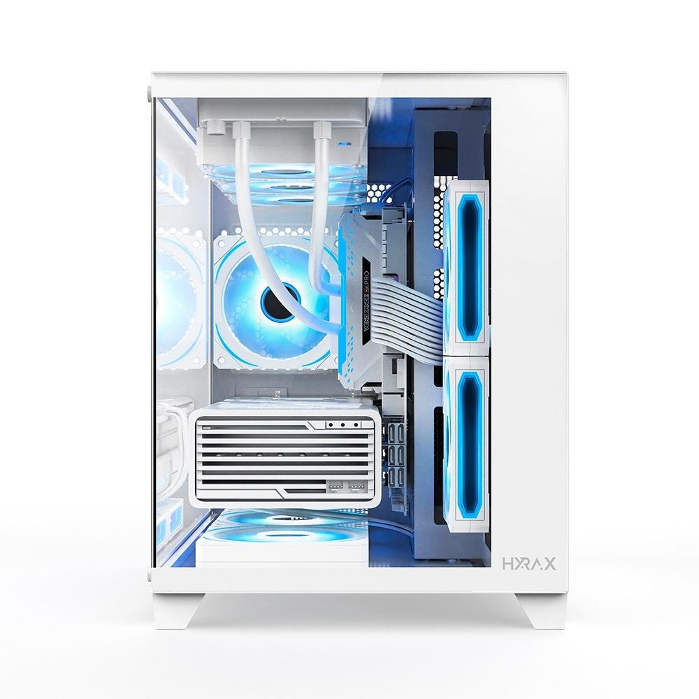 Gabinete Gamer Hyrax HGB730, Mini Tower, M-ATX, Frontal e Lateral em Vidro Temperado, Sem FANs, Branco - HGB730W - view 3