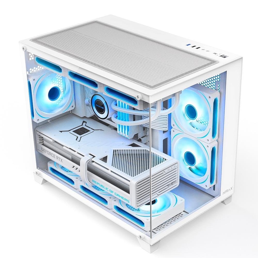 Gabinete Gamer Hyrax HGB730, Mini Tower, M-ATX, Frontal e Lateral em Vidro Temperado, Sem FANs, Branco - HGB730W - view 2