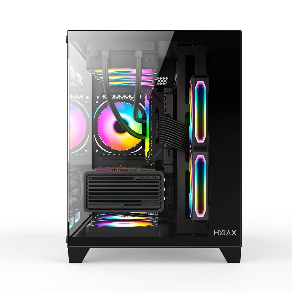 Imagem 3 de 7 do produto Gabinete Gamer Hyrax HGB730, Mini Tower, M-ATX, Frontal e Lateral em Vidro Temperado, Sem FANs, Preto - HGB730B