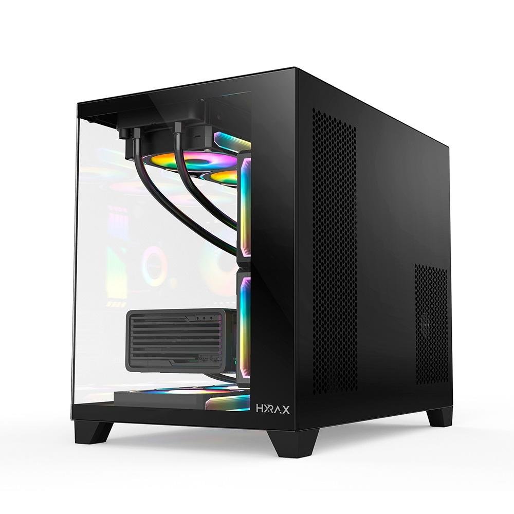 Imagem 6 de 7 do produto Gabinete Gamer Hyrax HGB730, Mini Tower, M-ATX, Frontal e Lateral em Vidro Temperado, Sem FANs, Preto - HGB730B
