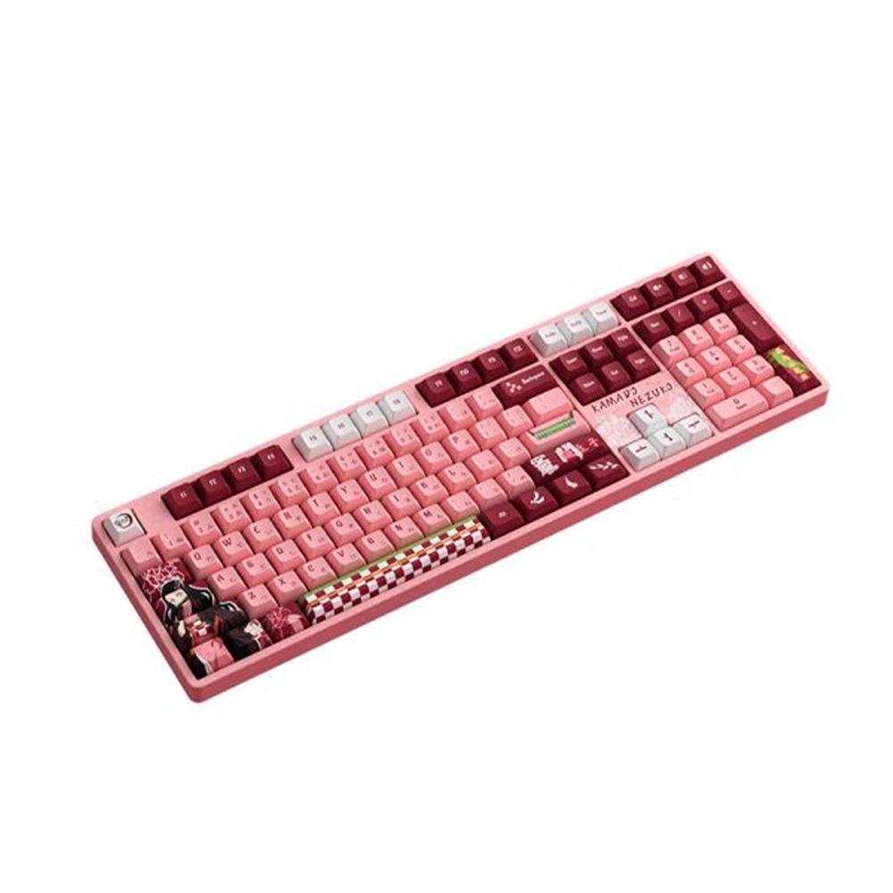 Teclado Mecânico Gamer Akko 5108B-Plus, RGB, Bluetooth, Switch Cream Yellow V3 Pro, N-Key, ANSI, Demon Slayer Kamado Nezuk, Rosa - view 3