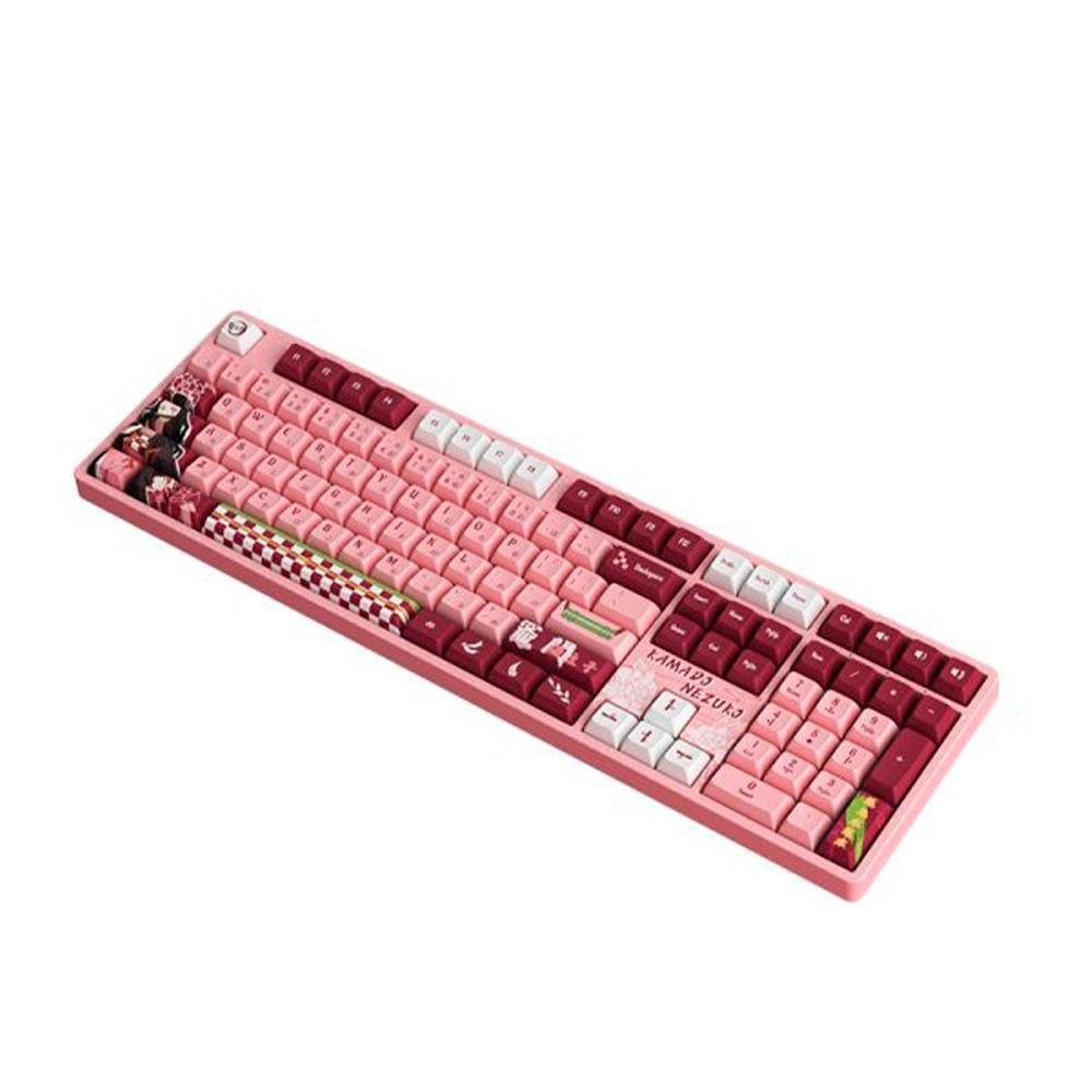 Teclado Mecânico Gamer Akko 5108B-Plus, RGB, Bluetooth, Switch Cream Yellow V3 Pro, N-Key, ANSI, Demon Slayer Kamado Nezuk, Rosa - view 4