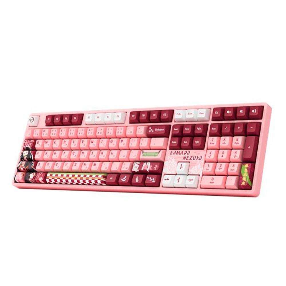 Teclado Mecânico Gamer Akko 5108B-Plus, RGB, Bluetooth, Switch Cream Yellow V3 Pro, N-Key, ANSI, Demon Slayer Kamado Nezuk, Rosa - view 5