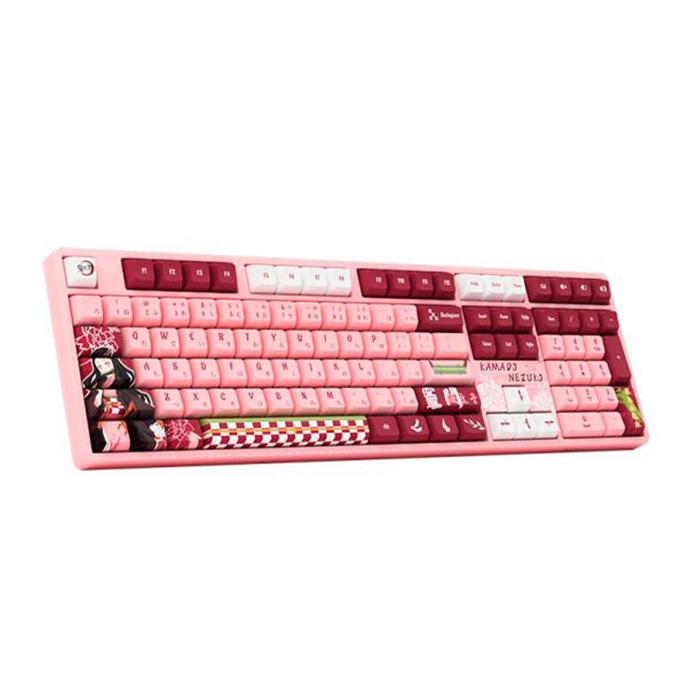 Teclado Mecânico Gamer Akko 5108B-Plus, RGB, Bluetooth, Switch Cream Yellow V3 Pro, N-Key, ANSI, Demon Slayer Kamado Nezuk, Rosa - view 6