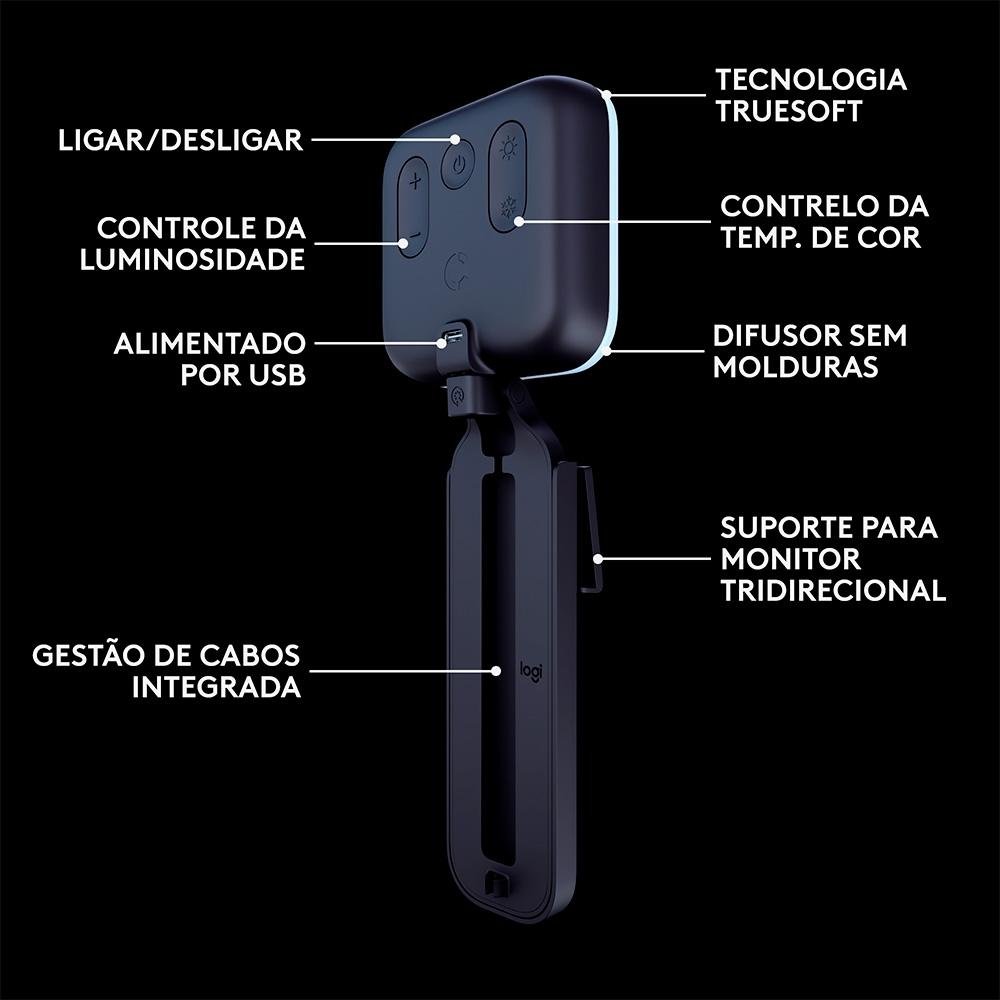 Iluminação de LED Premium Logitech G Litra Glow com Tecnologia TrueSoft, Braço Ajustável e Controle por App, para PC/Mac, Preto- 946-000031 Iluminação de LED Premium Logitech G Litra Glow com Tecnologia TrueSoft, Braço Ajustável e Controle por App, para PC/Mac, Preto- 946-000031