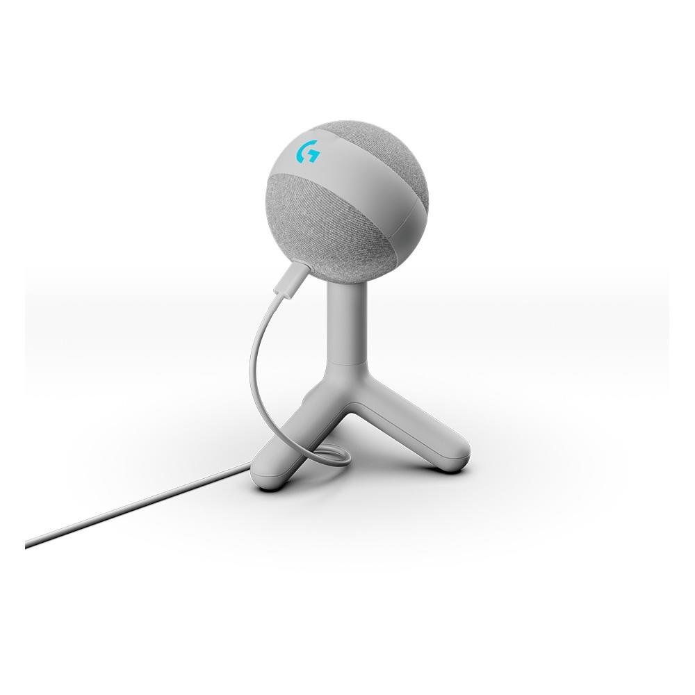 Microfone Gamer Logitech G Yeti Orb com RGB LIGHTSYNC, USB Plug and Play para Gravação de Conteúdo e Streaming, Branco - 988-000557