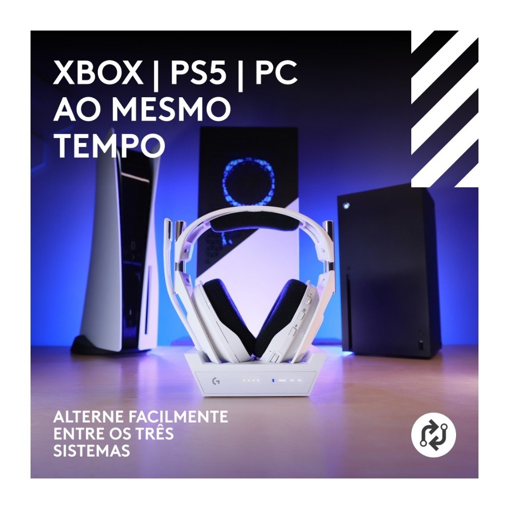 Headset Gamer Sem Fio Astro Gaming A50 X LIGHTSPEED + Base Station, Bluetooth, HDMI 2.1 Passthru, para Xbox e PS, Branco- 939-002132