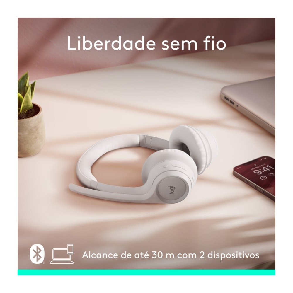 Headset Sem Fio Logitech Zone 300 Com Microfone com Cancelamento de Ruído, Conexão Bluetooth, Bateria Recarregável via USB-C, Branco- 981-001416 Headset Sem Fio Logitech Zone 300 Com Microfone com Cancelamento de Ruído, Conexão Bluetooth, Bateria Recarregável via USB-C, Branco- 981-001416