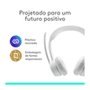 Headset Sem Fio Logitech Zone 300 Com Microfone com Cancelamento de Ruído, Conexão Bluetooth, Bateria Recarregável via USB-C, Branco- 981-001416
