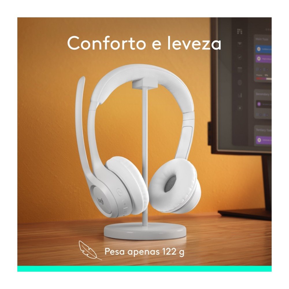 Headset Sem Fio ( Balão.info) Zone 300 Com Microfone com Cancelamento de Ruído, Conexão Bluetooth, Bateria Recarregável via USB-C, Branco- 981-( Balão.info - foto 8
