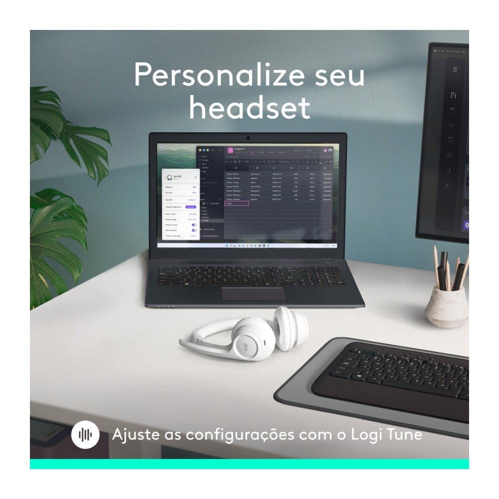 Headset Sem Fio ( Balão.info) Zone 300 Com Microfone com Cancelamento de Ruído, Conexão Bluetooth, Bateria Recarregável via USB-C, Branco- 981-( Balão.info - foto 9