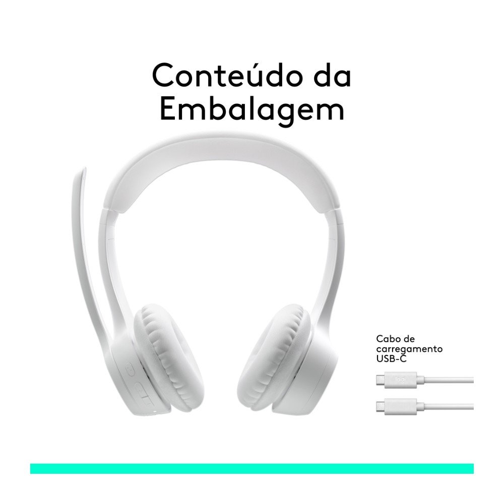 Headset Sem Fio ( Balão.info) Zone 300 Com Microfone com Cancelamento de Ruído, Conexão Bluetooth, Bateria Recarregável via USB-C, Branco- 981-( Balão.info - foto 10