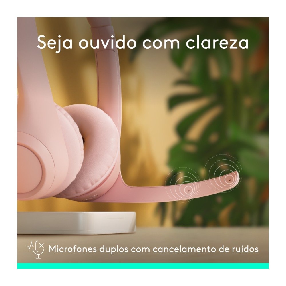 Headset Sem Fio ( Balão.info) Zone 300 Com Microfone com Cancelamento de Ruído, Conexão Bluetooth, Bateria Recarregável via USB-C, Rosa - 981-( Balão.info - foto 2