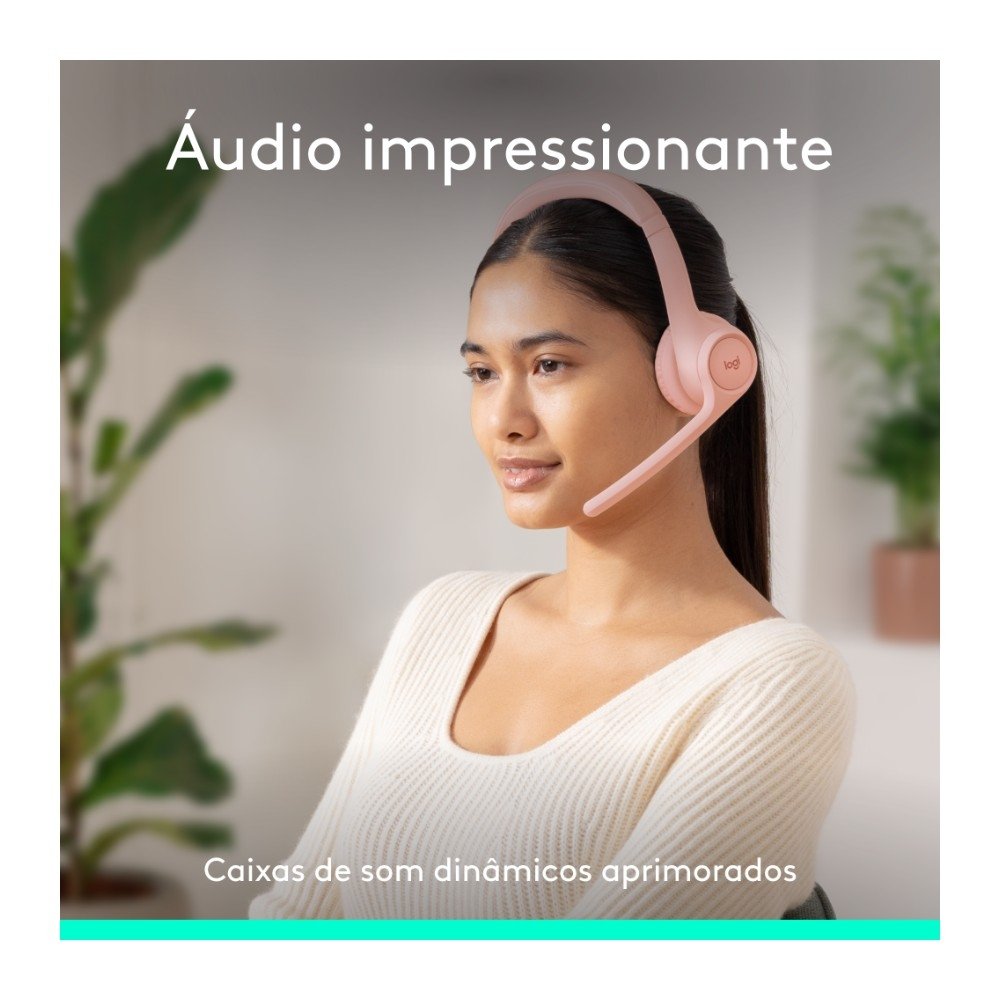 Headset Sem Fio ( Balão.info) Zone 300 Com Microfone com Cancelamento de Ruído, Conexão Bluetooth, Bateria Recarregável via USB-C, Rosa - 981-( Balão.info - foto 3