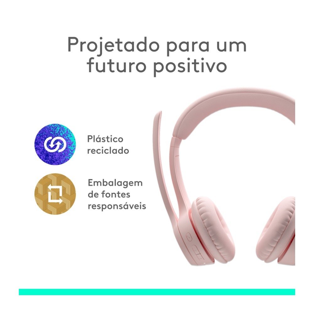 Headset Sem Fio ( Balão.info) Zone 300 Com Microfone com Cancelamento de Ruído, Conexão Bluetooth, Bateria Recarregável via USB-C, Rosa - 981-( Balão.info - foto 7