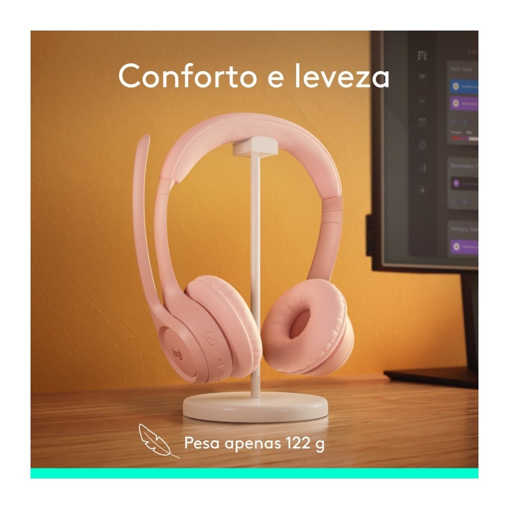 Headset Sem Fio ( Balão.info) Zone 300 Com Microfone com Cancelamento de Ruído, Conexão Bluetooth, Bateria Recarregável via USB-C, Rosa - 981-( Balão.info - foto 8