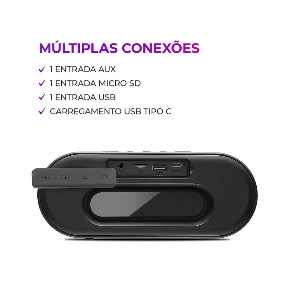 Caixa de Som Portátil Aiwa Speaker SP-01, Bluetooth, RGB, 20W RMS, IP65, 15 Horas de Bateria, USB, Preto - ( Balão.info)-02 - foto 5