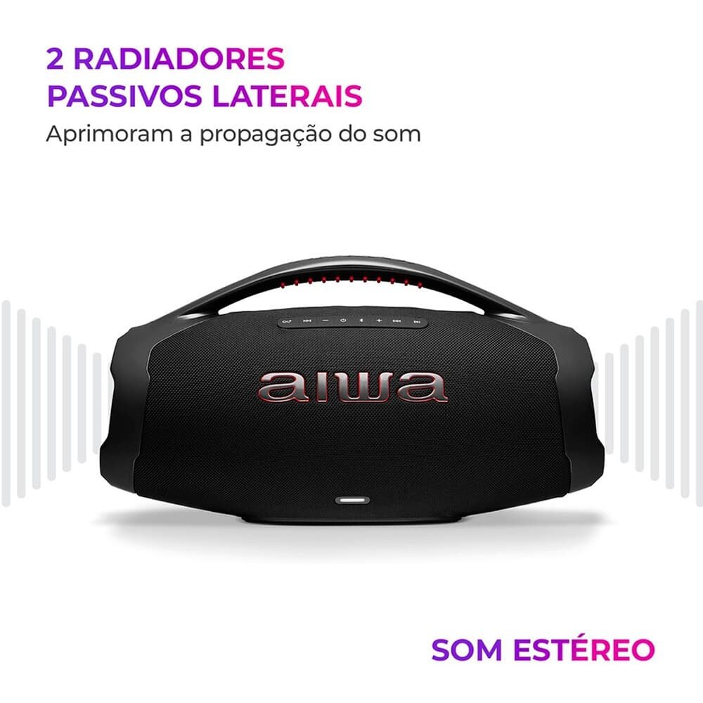 Caixa de Som Aiwa Boombox Plus BBS-01-B, Bluetooth, 200W RMS, IP66, 30 Horas de Bateria, Preto - 4899-01 - view 3