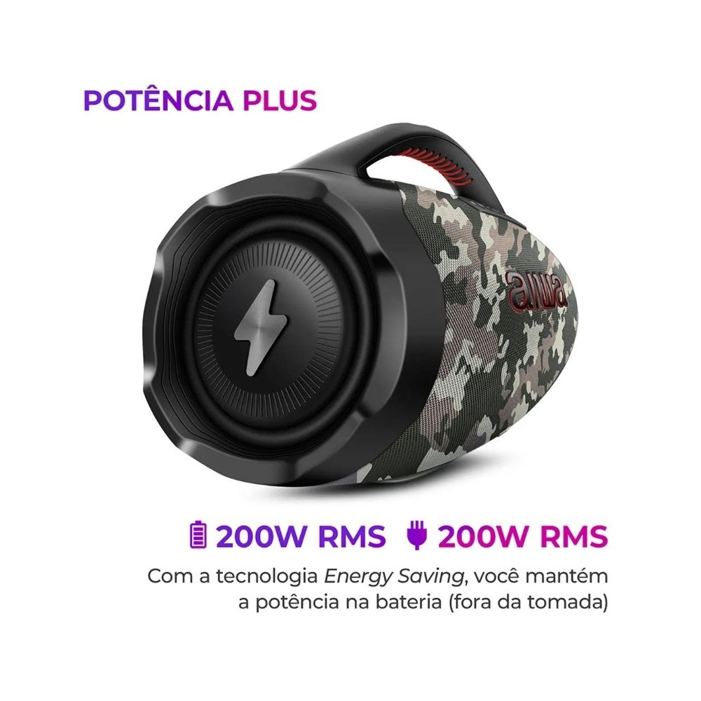 Caixa de Som Aiwa Boombox Plus BBS-01-GR, Bluetooth, 200W RMS, IP66, 30 Horas de Bateria, Verde - 4487-01 - view 2