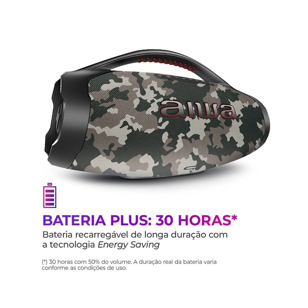 Caixa de Som Aiwa Boombox Plus BBS-01-GR, Bluetooth, 200W RMS, IP66, 30 Horas de Bateria, Verde - 4487-01 - view 4