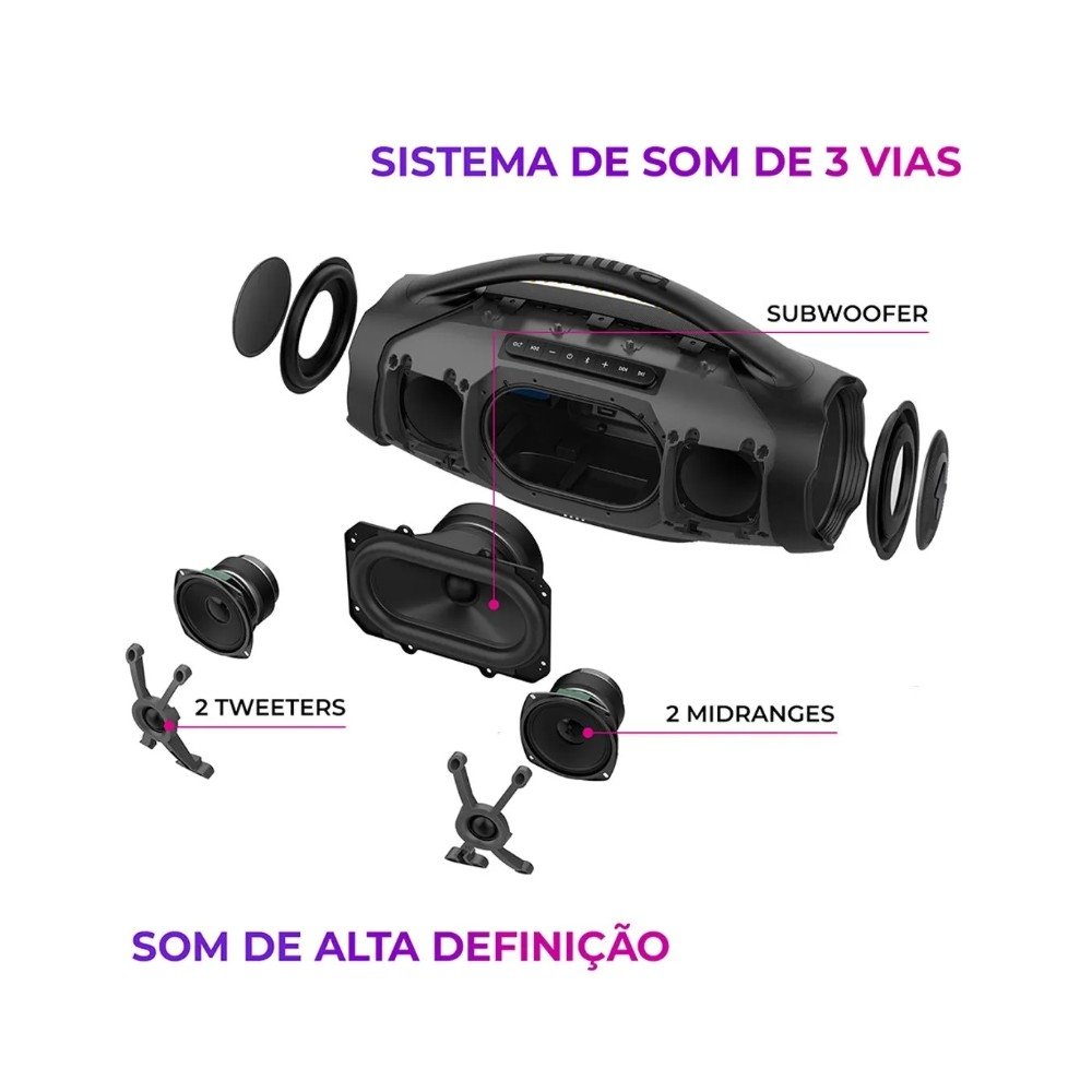 Caixa de Som Aiwa Boombox Plus BBS-01-GR, Bluetooth, 200W RMS, IP66, 30 Horas de Bateria, Verde - 4487-01 - view 5