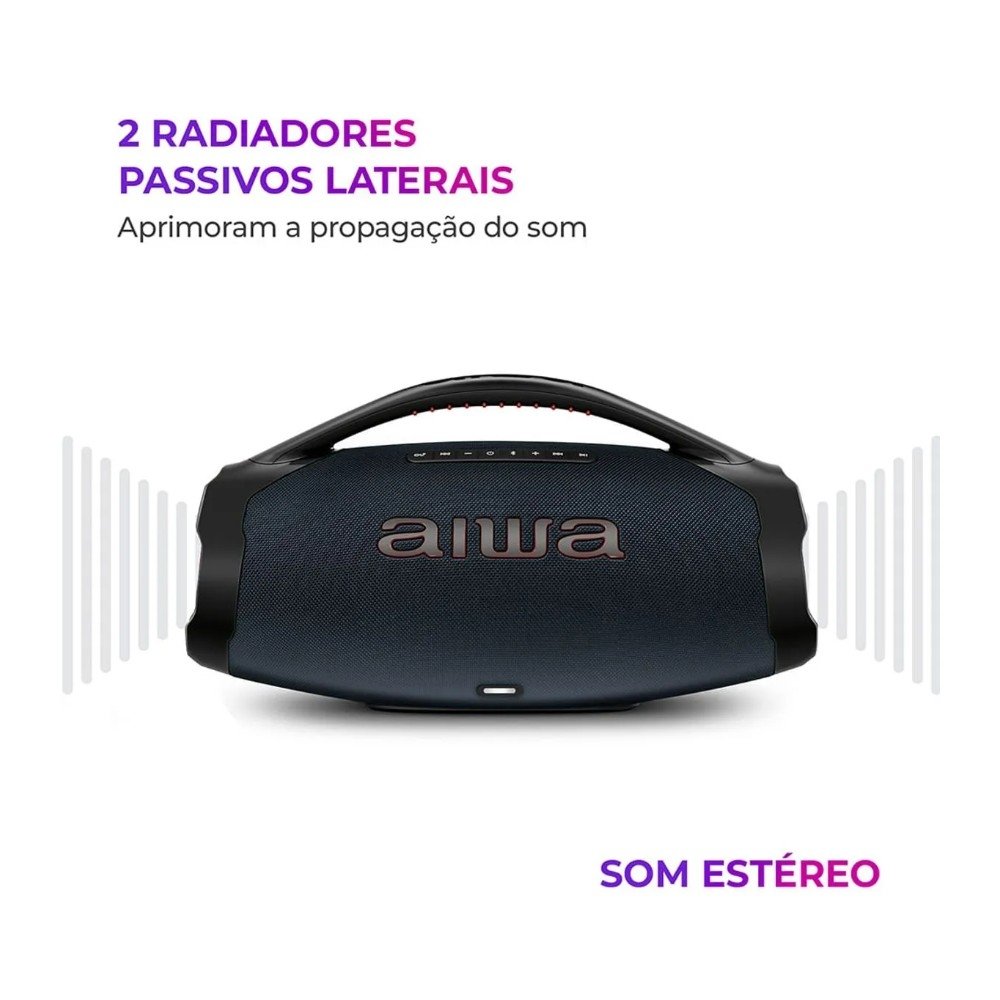Caixa de Som Aiwa Boombox Plus BBS-01-LBL, Bluetooth, RGB, 200W RMS, IP66, 30 Horas de Bateria, preto - 9531-01 - view 5